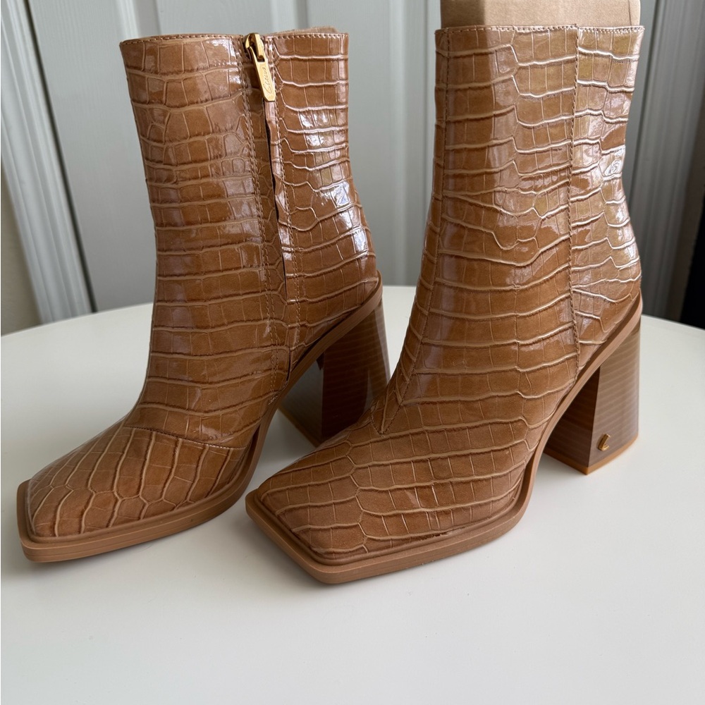 Sam Edelman Faux Croc Mid-Length Boots – Chic & Luxe | Size 7.5